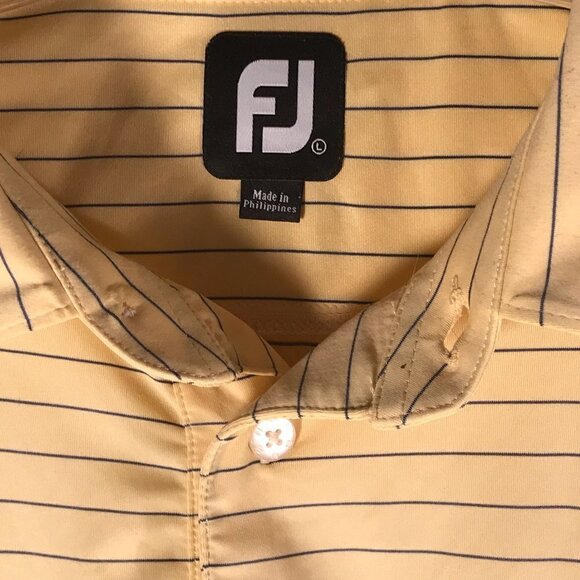 FootJoy Striped Yellow Golf Golfing Polo Button Up Shirt - Picture 6 of 9